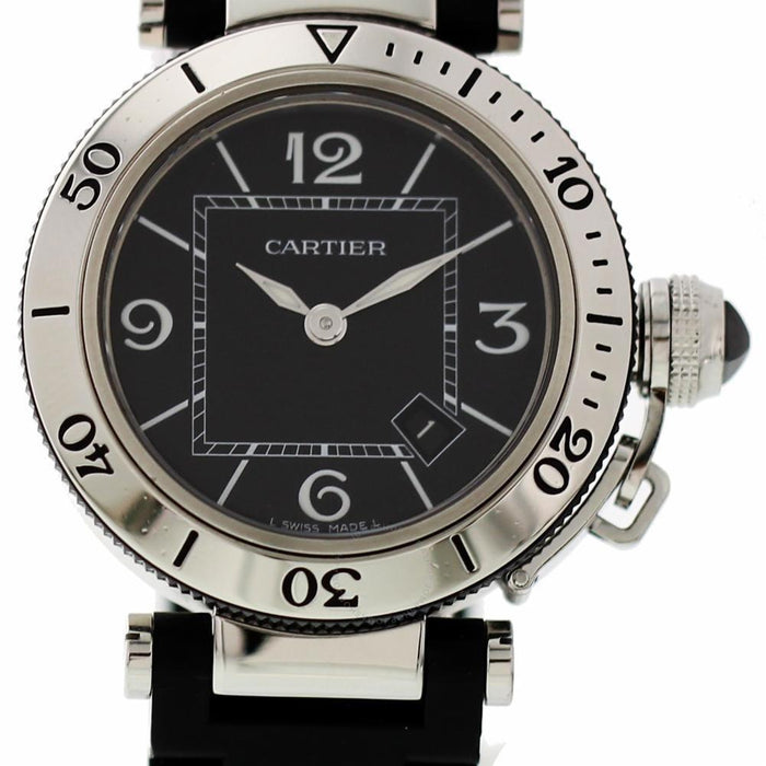 Cartier Pasha Seatimer Quartz Black Ceramic Watch W3140003 