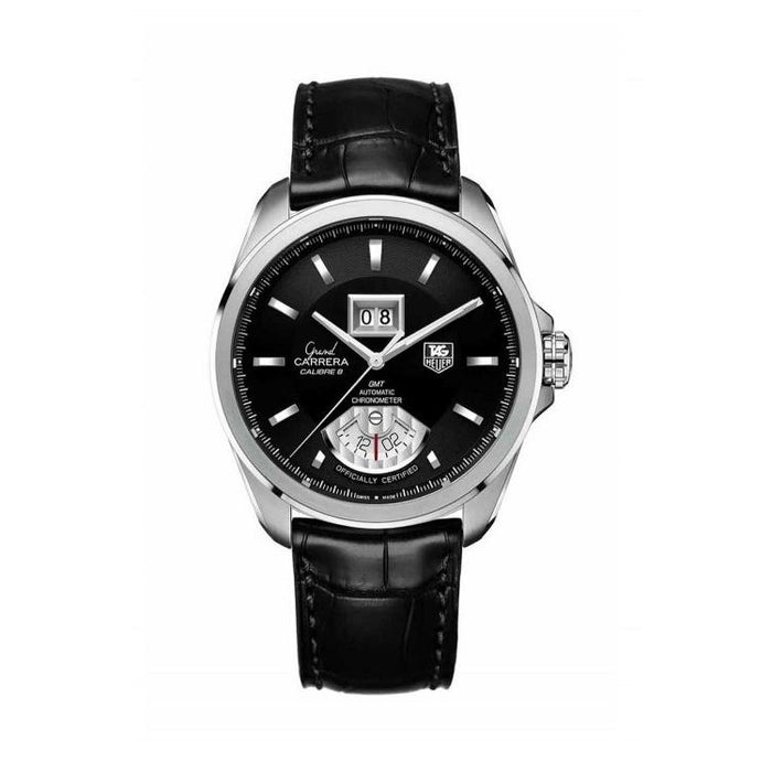 Tag Heuer Grand Carrera Automatic GMT ChronoMeter Automatic Black Leather Watch WAV5111.FC6225 