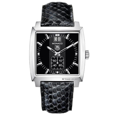 Tag Heuer Monaco Quartz Diamond Black Leather Watch WAW1310.FC6216 