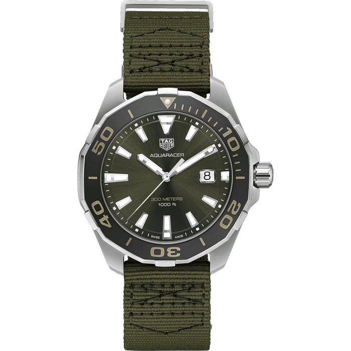 Tag Heuer Aquaracer Quartz Green Textile Watch WAY101E.FC8222 