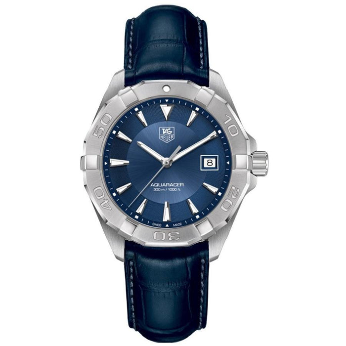 Tag Heuer Aquaracer Quartz Blue Leather Watch WAY1112.FC6292 