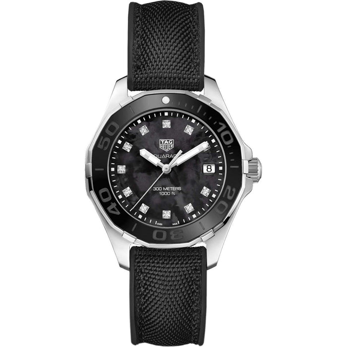 Tag Heuer Aquaracer Quartz Diamond Black Textile and Rubber Watch WAY131M.FT6092 