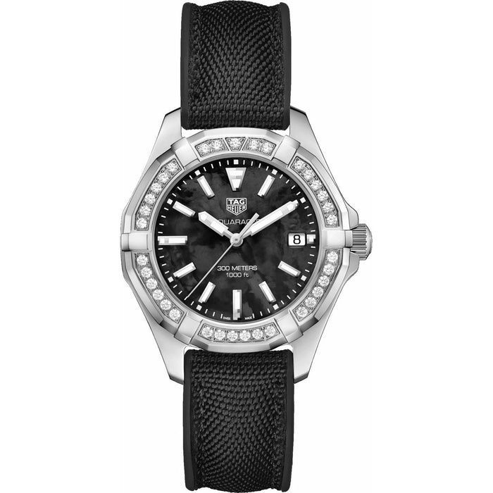 Tag Heuer Aquaracer Quartz Diamond Black Textile and Rubber Watch WAY131P.FT6092 