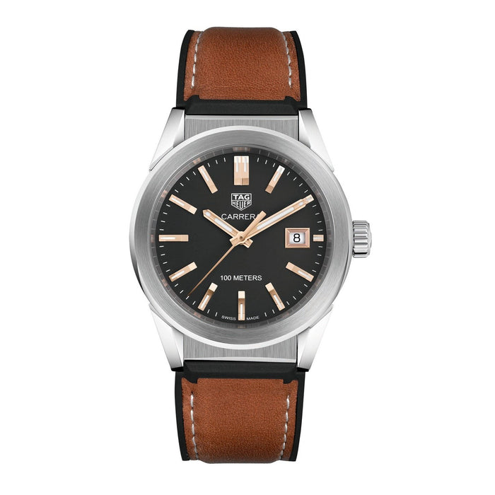 Tag Heuer Carrera Quartz Brown Rubber with Leather Lining Watch WBG1311.FT6116 