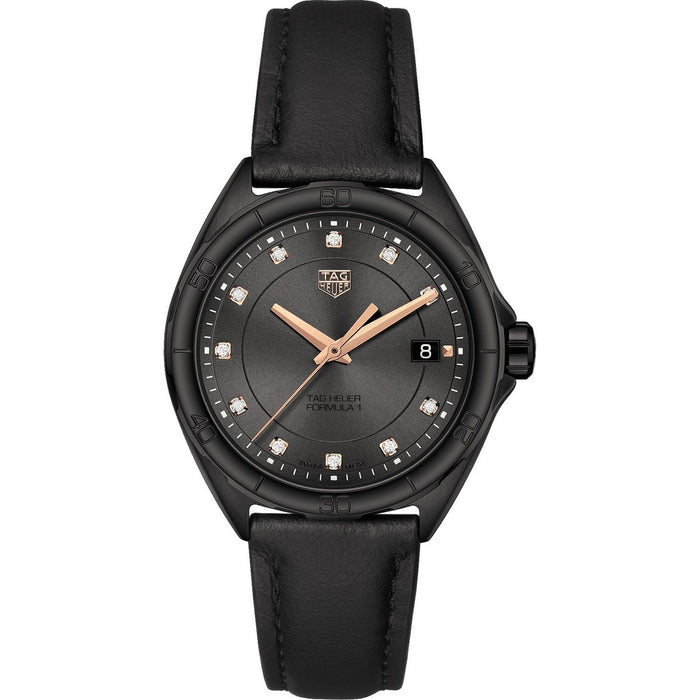Tag Heuer Formula 1 Quartz Diamond Black Leather Watch WBJ1317.FC8230 