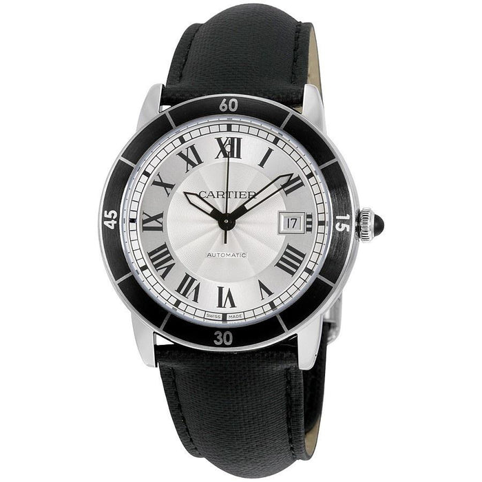 Cartier Ronde Croisiere Automatic Automatic Black Leather Watch WSRN0002 