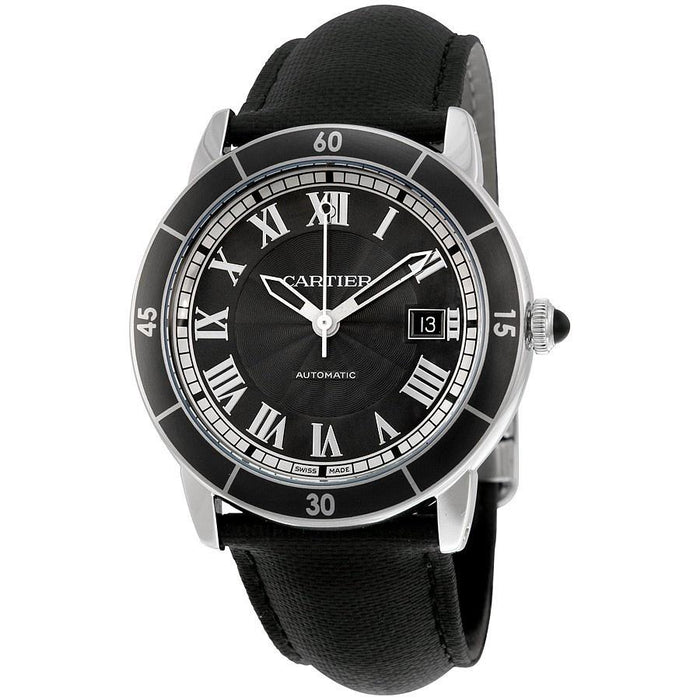 Cartier Ronde Croisiere Automatic Automatic Black Leather Watch WSRN0003 