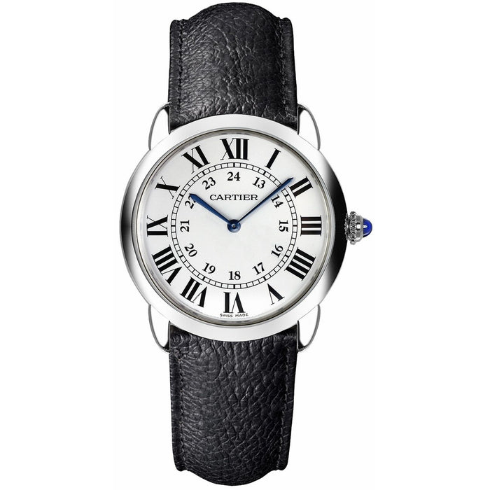 Cartier Ronde Solo Quartz Black Leather Watch WSRN0019 