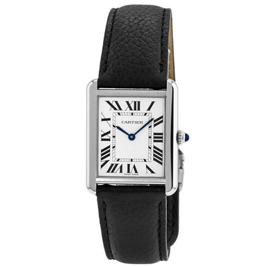 Cartier Tank Quartz Black Leather Watch WSTA0028 