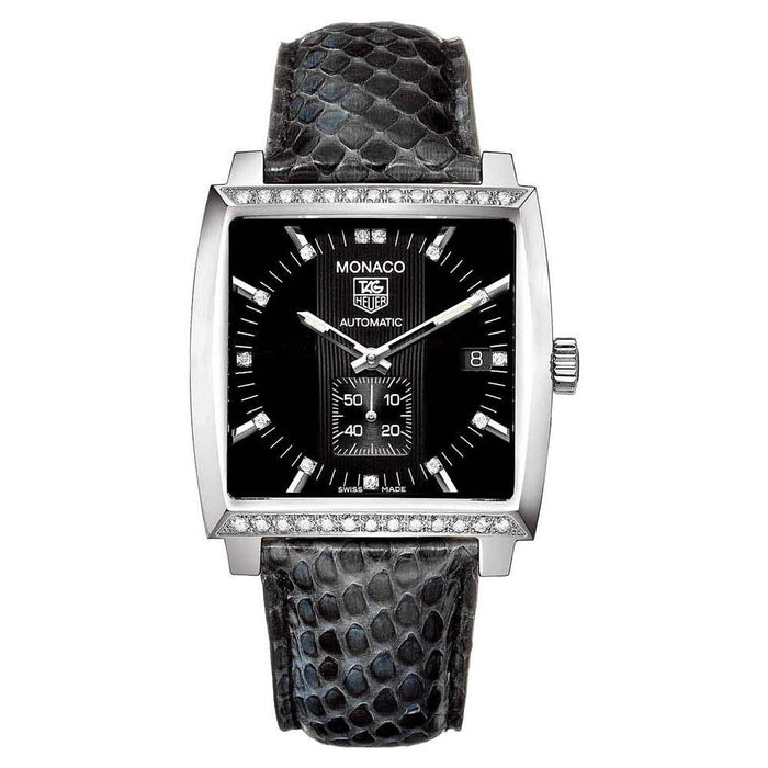 Tag Heuer Monaco Calibre 6 Automatic Diamond Automatic Black Python leather Watch WW2118.FC6216 