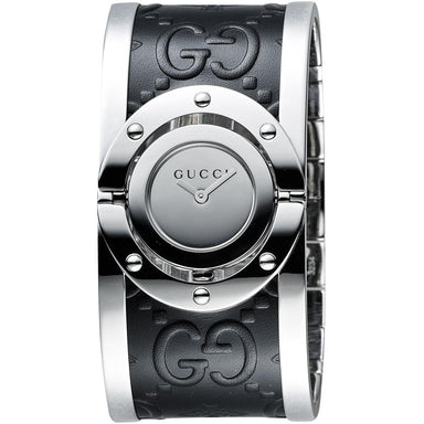 Gucci Twirl Quartz Black Stainless steel and Leather Watch YA112441 
