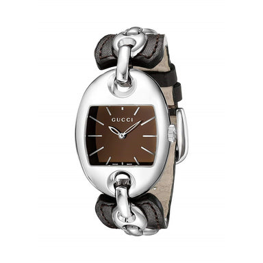 Gucci Marina Chain Quartz Brown Leather Watch YA121310 