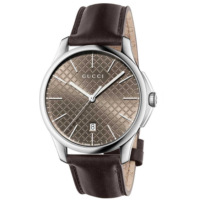 Gucci G-Timeless Quartz Brown Leather Watch YA126318 
