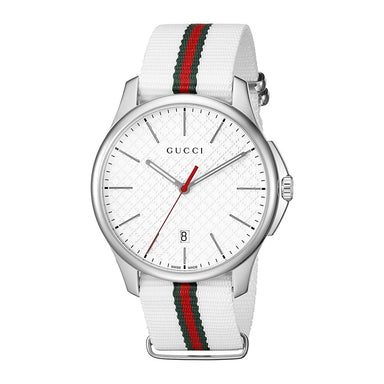 Gucci G-Timeless Quartz White green and red Nylon Watch YA126322 