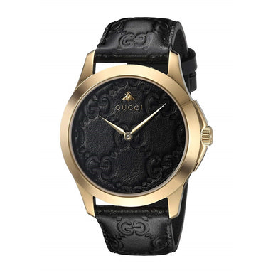 Gucci G-Timeless Quartz Black Leather Watch YA1264034 