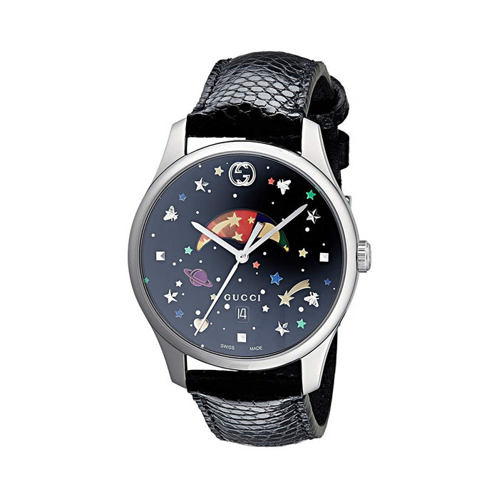 Gucci G-Timeless Quartz Black Leather Watch YA1264045 