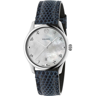 Gucci G-Timeless Quartz Blue Leather Watch YA1264049 