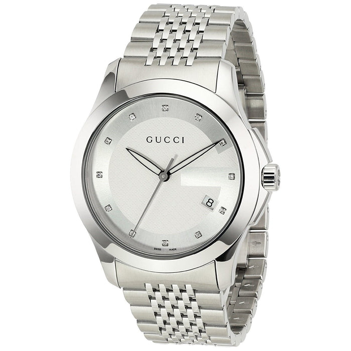 Gucci G-Timeless Quartz Diamond Stainless Steel Watch YA126404 