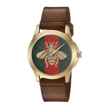 Gucci Le Marche Des Merveilles Quartz Brown Leather Watch YA126451 