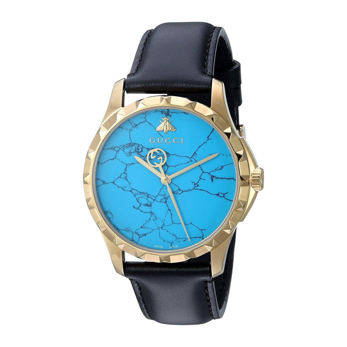 Gucci G-Timeless Quartz Black Leather Watch YA126462 