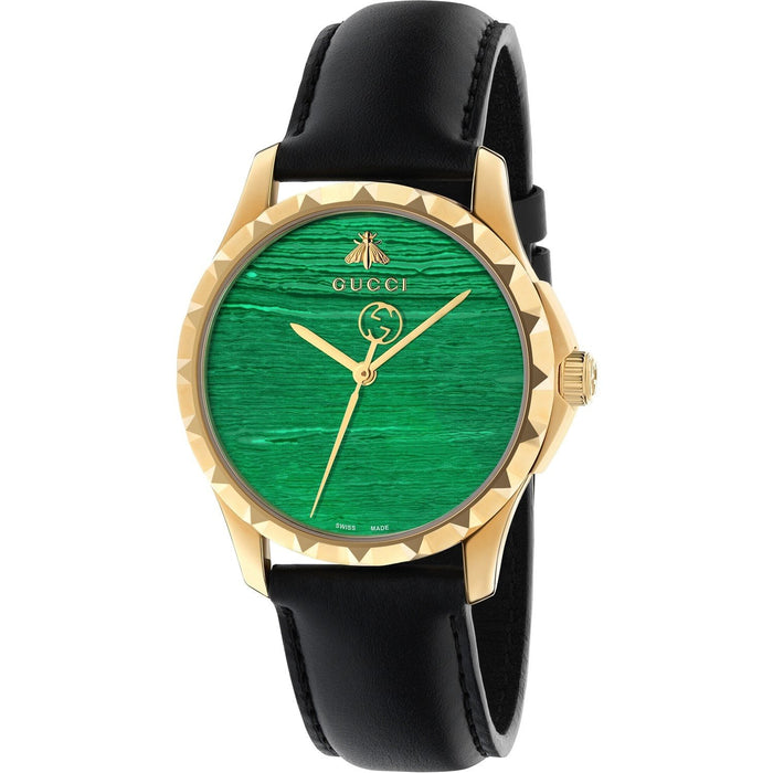 Gucci G-Timeless Quartz Black Leather Watch YA126463 