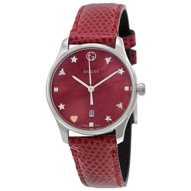 Gucci G-Timeless Quartz Red Leather Watch YA126584 