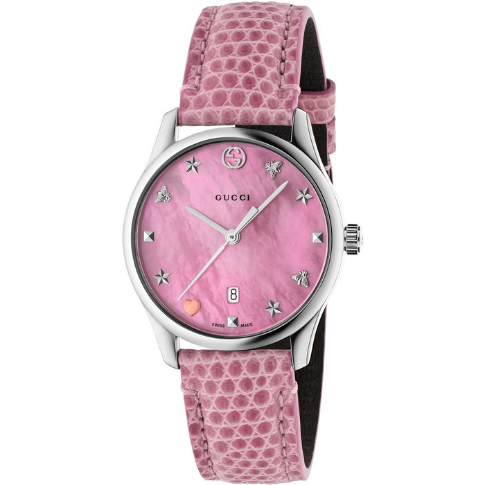 Gucci G-Timeless Quartz Pink Leather Watch YA126586 