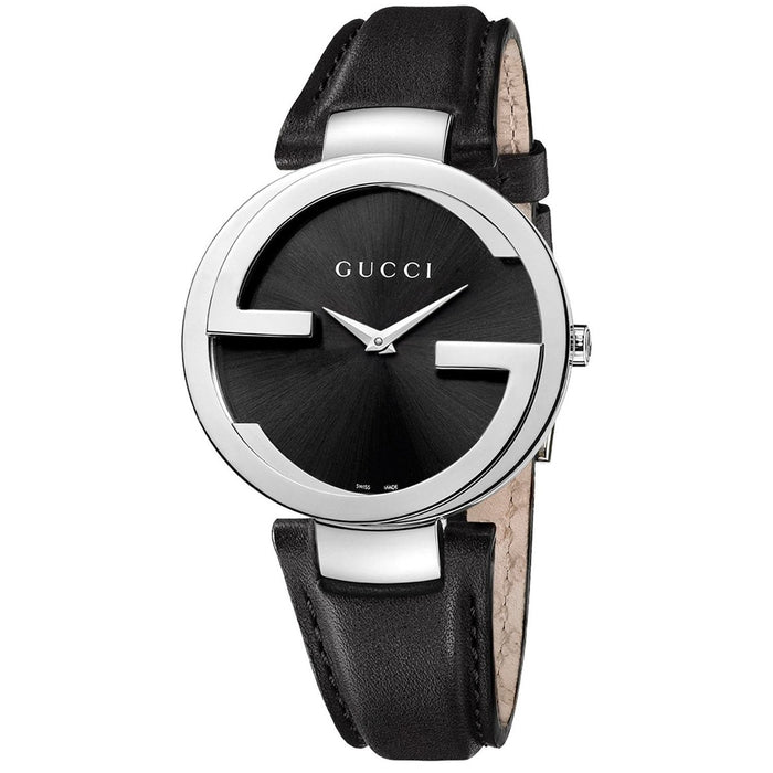 Gucci Interlocking-G Quartz Black Leather Watch YA133301 