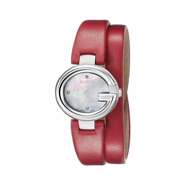 Gucci Guccissima Quartz Red Leather Watch YA134508 