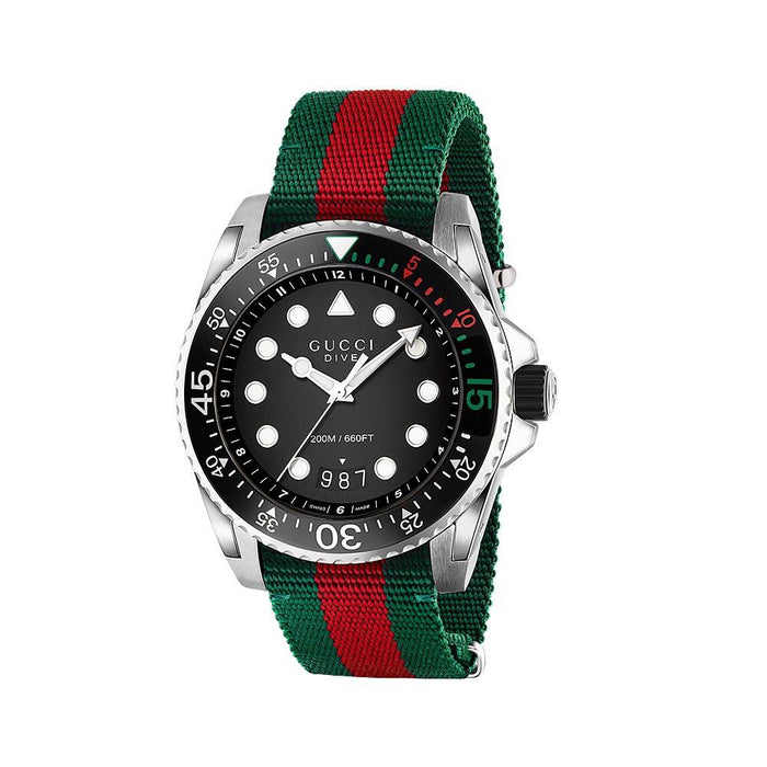 Gucci Dive XL Quartz Red and Green Nylon Watch YA136209 