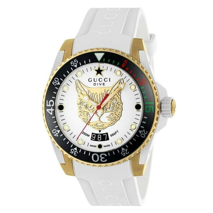 Gucci Dive Quartz White Rubber Watch YA136322 