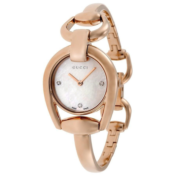 Gucci Horsebit Quartz Diamond Rose-Tone Stainless Steel Watch YA139508 