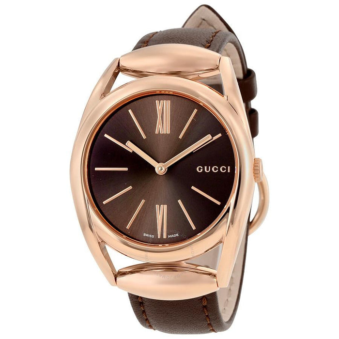 Gucci Horsebit Quartz Brown Leather Watch YA140408 
