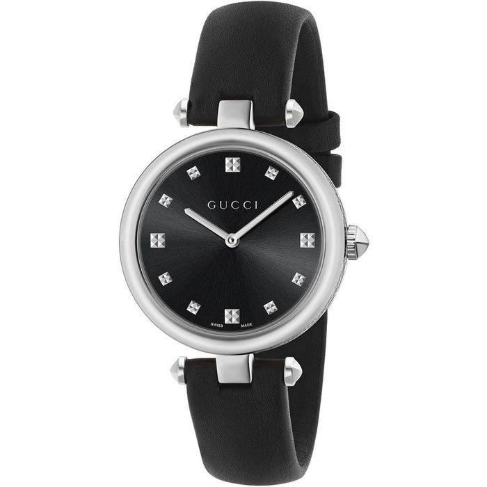 Gucci Diamantissima Quartz Black Leather Watch YA141403 