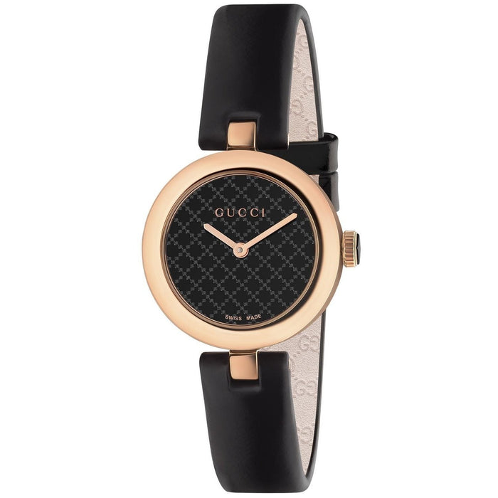 Gucci Diamatissima Quartz Black Leather Watch YA141501 