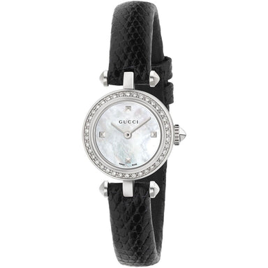 Gucci Diamantissima Small Quartz Diamond Black Leather Watch YA141511 