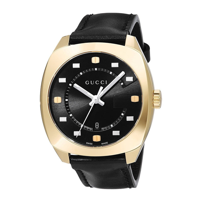 Gucci GG2570 Large Quartz Black Leather Watch YA142310 
