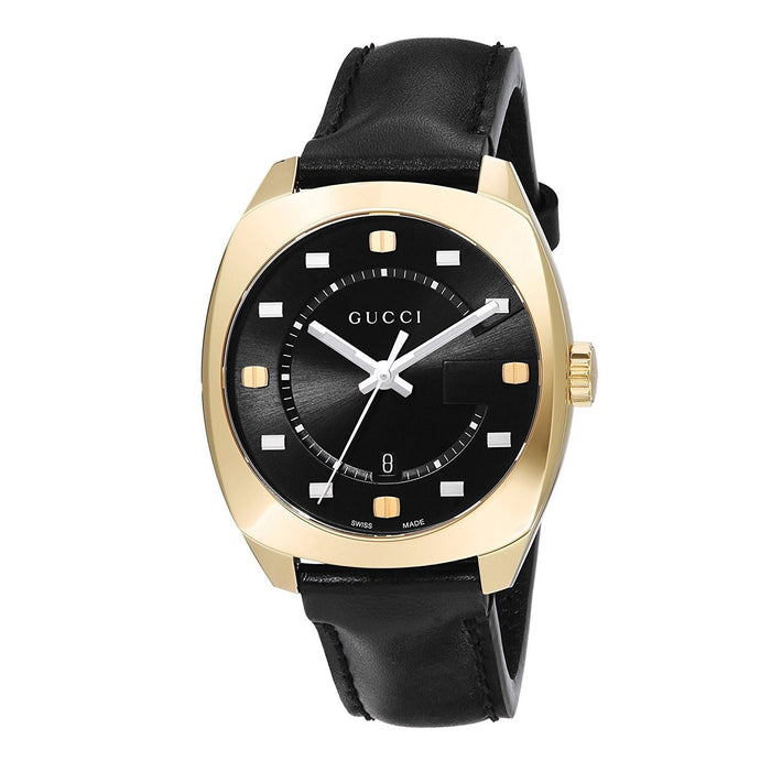 Gucci GG2570 Medium Quartz Black Leather Watch YA142408 
