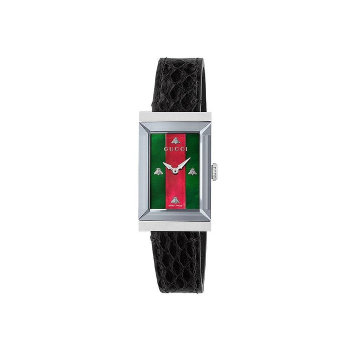 Gucci G-Frame Quartz Black Leather Watch YA147403 