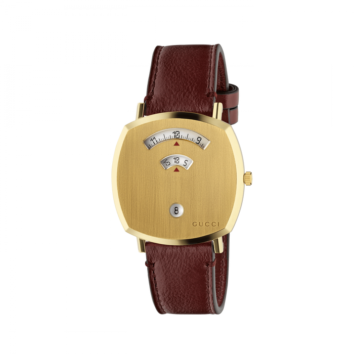 Gucci Quartz Gold-Tone Brown Leather Watch YA157405